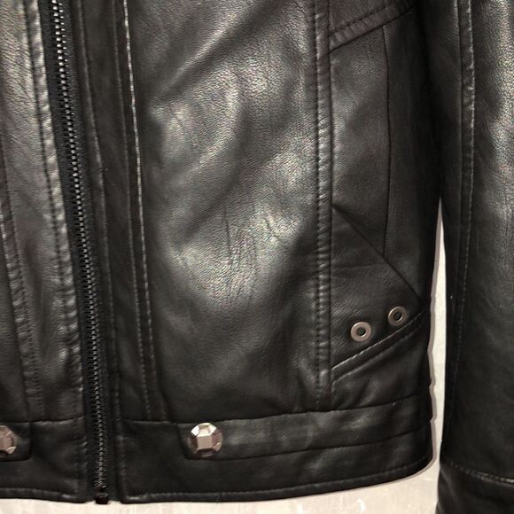 SK M Autumn Faux Leather Lined Moto Jacket with Studs - Picture 9 of 16